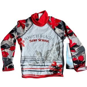 TYR Toddler Surf School Long Sleeve Rashguard Top - Red Grey Black - Size 3T